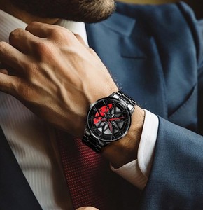 Montre à quartz pour homme avec boîtier en alliage personnalisé, cadran à aiguilles en cristal <span class=keywords><strong>saphir</strong></span>, design de <span class=keywords><strong>disque</strong></span> de frein 3D creux, cadran rotatif, étanche - Product Image 3