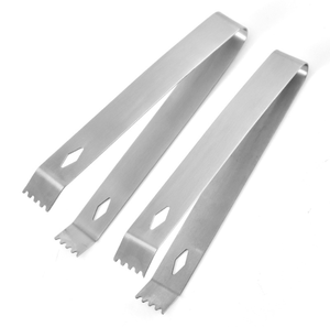 Pince à sucre DFT33 en acier inoxydable SUS 201, forme diamant, avec dents pour blocs de glace - Product Image 2