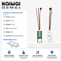 AC110-240V DC12V 60W Sakelar Sentuh Tunggal 8mm Tampilan Waktu dan Suhu Peredupan CCT untuk Lampu Cermin Hotel LED