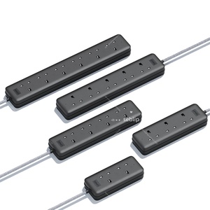 Câble d'extension tressé noir et blanc de 180cm 13A prise britannique rectangulaire 6 + 4 prises secteur 3 prises secteur protégées contre les surtensions pour une utilisation hospitalière - Product Image 2