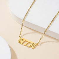 Collar de Acero Inoxidable con Baño de Oro de 18K, Resistente al Deslustre y al Agua, con Número de Ángel y Alas de Mariposa, Cadena de Eslabones, Moderno para Bodas