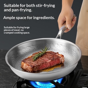 해머드 홀세일 고품질 스테인리스 티타늄 무코팅 논스틱 프라이팬 3중 바닥 가스레인지용 - Product Image 2