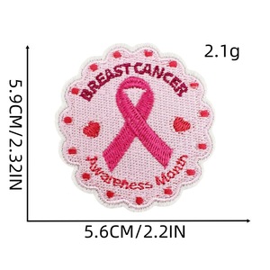 Parche Bordado Ecológico con Cinta Rosa, Concientización, Apoyo y Esperanza, Tema de Cáncer de Mama, Parches Bordados Personalizados para Ropa - Product Image 3