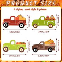 32 Pièces Décorations d'Automne en Bois Brut à Graver, Motifs Camion et Citrouille, pour la Décoration de la Maison de Thanksgiving