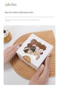 Scatola per Imballaggio di Piccoli Dolci/Biscotti/Dessert in Cartone Bianco 4x4x2.5 Pollici per Commercio Transfrontaliero, Grado Alimentare, con Finestra Visiva Personalizzabile - Product Image 2