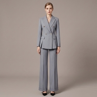 Ensemble de costume pour femme, blazer à col cranté, pantalon, tenue de bureau formelle, broderie personnalisée