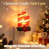 Lampe de Table LED Multicolore à Flamme Scintillante, Décoration de Noël Rouge Rayée, Bougie Veilleuse en Forme de Poinsettia, Vente en Gros Usine