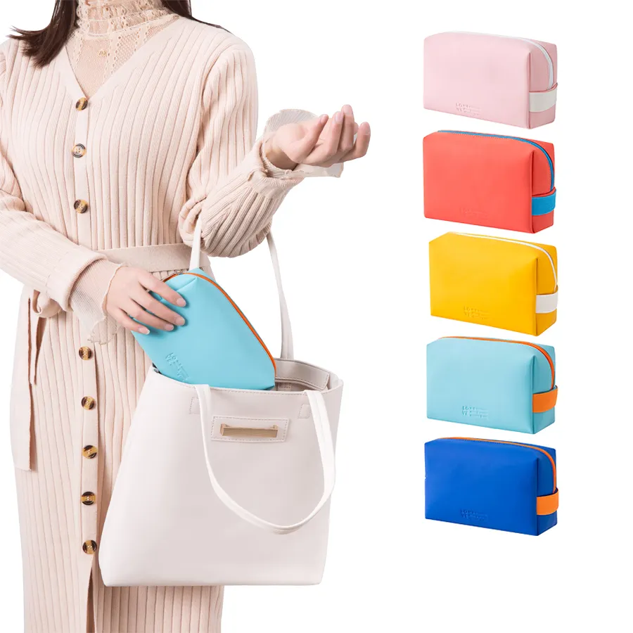 Factory Wholesale Colorful Candy Color Lady Makeup Pouch Elegant Women Cutch Cosmetic Bags