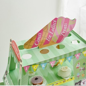 Tempat Kue Sekali Pakai Es Krim 2 Tingkat Meja Dessert Tempat Pajangan Lolipop Perlengkapan Dekorasi Kertas Pernikahan Mewah - Product Image 2