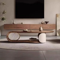 Table basse moderne pour la maison, design en forme de feuille, panneau en bois de Chine, plateau en MDF couleur noyer, réglable, mobilier de salon, garantie 1 an