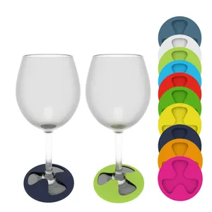 Silicone Anti Slip On Food Grade Wine Glasses Drink Coasters Stemware Silicone Markers Charms