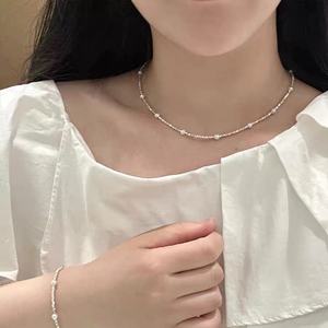 Collar de Plata Rota Elegante de Alta Calidad con Sonrisas Estrelladas, Perlas Naturales y Cadena para Clavícula, Cadenas Finas - Product Image 2