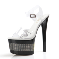 Talons hauts noirs femme 17cm talon fin style gothique sandales ouvertes d'été grande taille parfaites pour danse exotique disco
