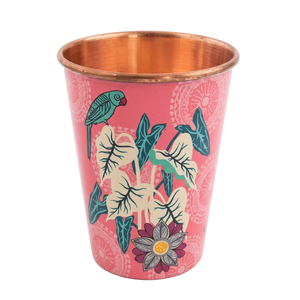 Floral Pattern Metal copper Pink Bohemian Design <b>Reusable</b> Party <b>Cup</b> for Adults - Product Image 1