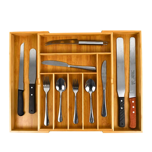 WDF Expandable Bamboo Utensil Organizer Cutlery Tray Silverware <strong>Kitchen</strong> <strong>Drawer</strong> <strong>Organiser</strong> Cutlery Organizer for <strong>Kitchen</strong> - Product Image 2