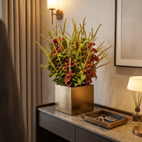 Arrangement de plantes artificielles de luxe en herbe de coleus, centre de table réaliste en feuillage rouge et vert brossé pour une décoration moderne