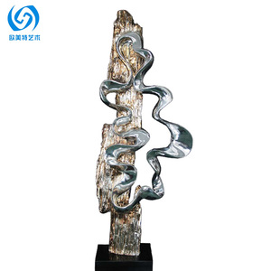 Escultura Electrochapada de Resina, Arte Abstracto de Cinta Retorcida, Decoración para Vestíbulo de Club, 500*200*1360MM, Hecho a Mano - Product Image 2