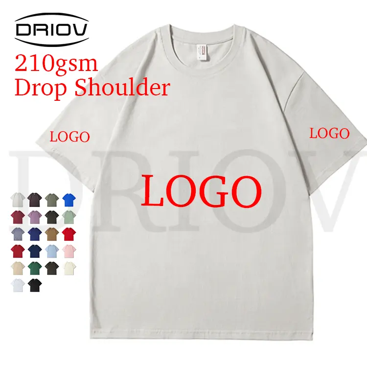 Hoge Kwaliteit T Shirt Drop Shoulder 210G Katoen 3xl Heren Tshirt Streetwear Mannen Custom Logo Tshirt Puff Print T-Shirt Voor Mannen