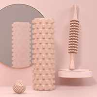 Nouveau produit : Rouleau de massage en mousse EVA rose à picots, bâton de fitness, relaxant musculaire, modèle creux de 45 cm pour la salle de sport et la maison