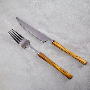 Ensemble de 2 pièces en acier Damas, couteau et fourchette pour cuisine occidentale, spécialement conçu pour couper les steaks, ensemble de couteaux de cuisine - Product Image 3