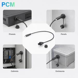 Câble d'extension USB 3.1 Type-C étanche IP67 à montage sur panneau, découpe 12 mm, femelle vers mâle, pour châssis industriels, armoires et extérieur - Product Image 3