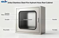 Armoire enroule-tuyau d'incendie en acier inoxydable Jinkai avec fenêtre de visualisation, revêtement poudré, durable, flexible, recyclable, portable