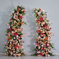 Arche de fleurs artificielle personnalisée en rose bordeaux et eucalyptus pour mariage, arrangement floral pour toile de fond de fête