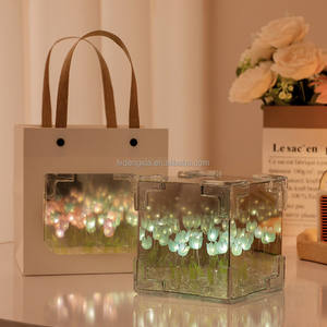 Lampada <span class=keywords><strong>a</strong></span> Specchio con Tulipani Fai-da-Te, Regalo Artigianale per San Valentino, Lampada <span class=keywords><strong>a</strong></span> Specchio Infinito con Tulipani Artificiali - Product Image 2
