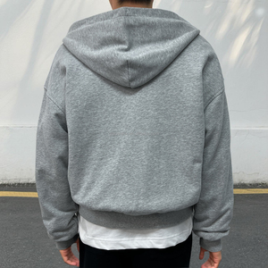 Streetwear de printemps personnalisé de haute qualité Sweat à capuche en coton à fermeture éclair Sweat à capuche à carreaux réversible surdimensionné Sweat à capuche zippé lourd pour hommes - Product Image 3