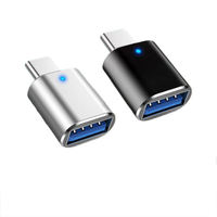 Adaptor USB 3.0 ke Type-C OTG dengan Indikator LED untuk Laptop dan Ponsel, Output DC