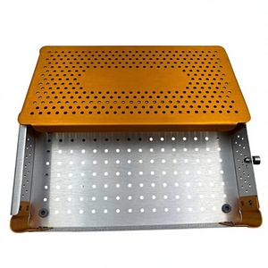 Medtrust Surgical Aluminum Surgical Sterilization Tray Box Gold Coated <b>Instrument</b> Sterilization Case Medical Storage Box - Product Image 1