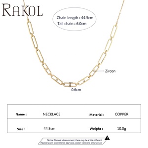 RAKOL NP5077 Gold-Plated Link Paperclip Chain Women's Gift Hiphop Necklace - Product Image 3