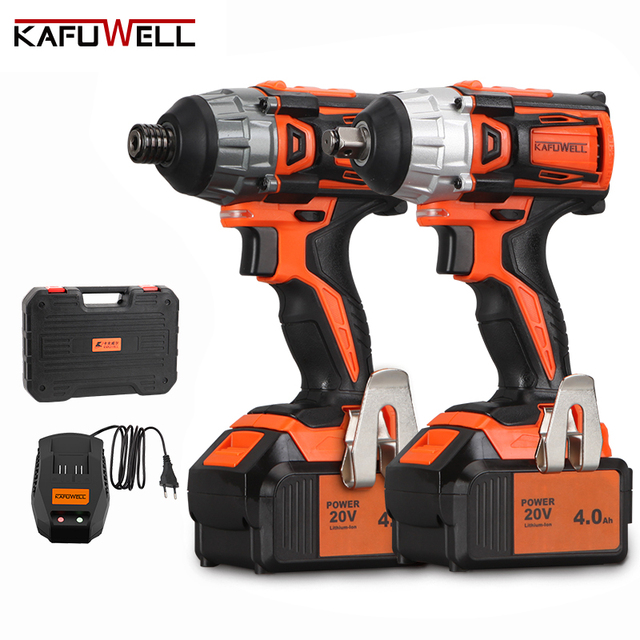 KAFUWELL PA4972A Industrial 20V Cordless Screwdriver & Impact Wrench Set Brushless 1/4" Chuck 180Nm Max Torque LED Lighting