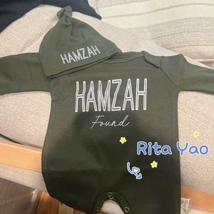 Set tutina con collo a busta per cappello a manica lunga con ricamo personalizzato in cotone bianco manica lunga autunno inverno <span class=keywords><strong>vestiti</strong></span> per bambini - Product Image 3