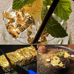99% genuino 24K 8x8 cm fogli di foglia d'oro commestibili di lusso vero metallo sano per la decorazione di vino e torta stampa Offset - Product Image 5