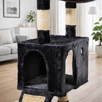 Arbre à chat stable en peluche avec poteaux à gratter en sisal, structure d'escalade multi-niveaux en velours pour grands chats, emballage en carton