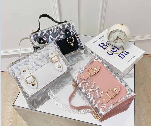 2026 Fashion Luxury Designer Women Shoulder Bags Ladies Chain Casual Transparent Leather PVC Messenger Handbag