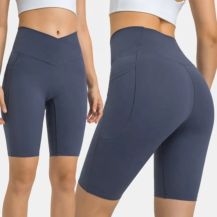 Pantalones cortos deportivos de Yoga para mujer, Shorts de alta elasticidad con logotipo personalizado Oem, de alta calidad, para gimnasio y correr, venta al por mayor