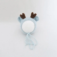 Chapeau de renne de Noël tricoté à la main, adorable bonnet de Père Noël, ensemble barboteuse pour accessoires de photographie nouveau-né