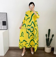 Robe longue plissée élégante pour femme, grande taille, imprimé mode africaine, collection été 2026 Miyake – Nouveauté très prisée