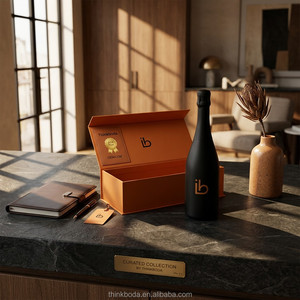 Caja de Regalo para Vino en Forma de Libro de Lujo Azul Medianoche, Cierre Magnético, Forro Radiante en Oro Rosa, para Regalos de Aniversario VIP de Alto Nivel - Product Image 4