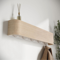 Porte-manteau mural avec 9 crochets - Porte-manteau au design moderne avec crochets muraux dissimulés - Porte-manteau en placage de bois, chêne, blanc