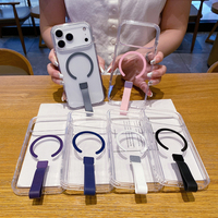 Casing ponsel transparan Magnet kuat penutup ponsel kristal pegangan jari tertanam untuk iPhone 17 Air 17 Pro Max pelindung kamera