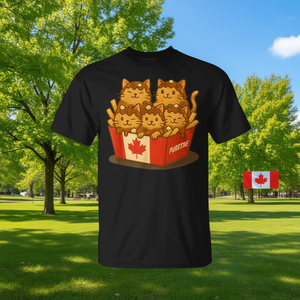 T-shirt con gatto Poutine Kawaii canadese con design della bandiera canadese per gli amanti del Canada - Product Image 3