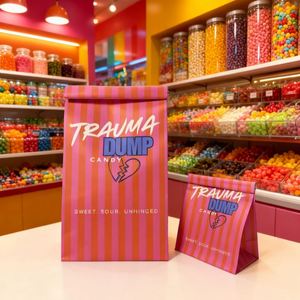 Custom Logo Print Kraft Striped Paper <b>Bag</b> for Candy Shop Tin Tie Label Lock Sandwich Bread <b>Bags</b> for Craft for Cookies Candies - Product Image 1