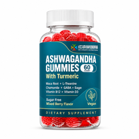 Gummies d'Ashwagandha Personnalisées OEM ODM Marque Privée 2000mg 60 Unités Saveur Baies Mixtes avec Vitamine D3, B12 et Curcuma