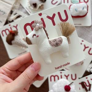 Nouvelle mode pinces à cheveux en dentelle pour enfants dessin animé cheval mignon tissu crème glacée cheveux canard poignées pince pour fille bijoux de décoration pour enfants - Product Image 1