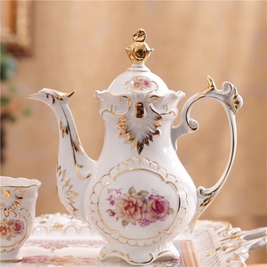 Luxury Embossed Flower White Afternoon <b>Tea</b> Coffee <b>Set</b> Best-selling European Country Ceramic <b>Tea</b> <b>Pot</b> Customized Color - Product Image 2