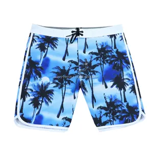 Custom Logo Quick-dry Sports Sublimation Swimwear Beach Shorts Men's Board Shorts With 4 Way Stretch Material With Pockets