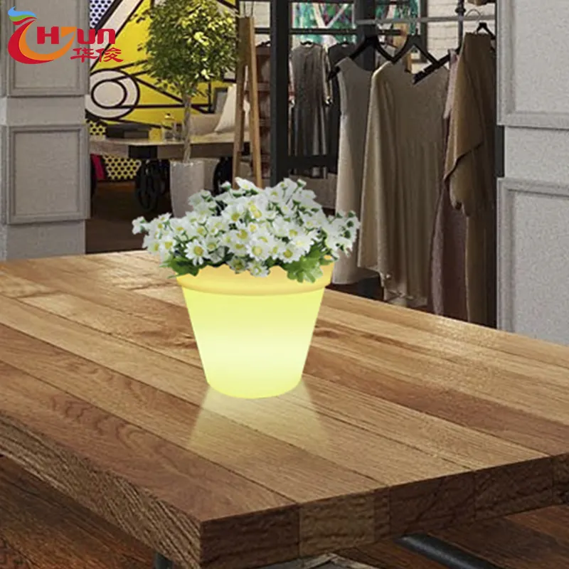 Hot Sale führte Smart dekorative Blumentopf billig kleine runde LED Licht Blumentopf